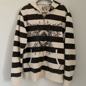 Guess Cream and Brown Textured Hoodie